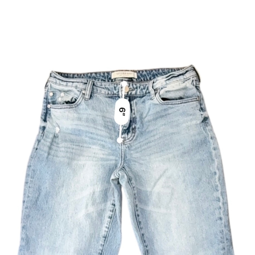 Liverpool Womens Stonewash Blue Crop Boyfriend Distressed Ripped Sz 8/29​​​ - Picture 4 of 9